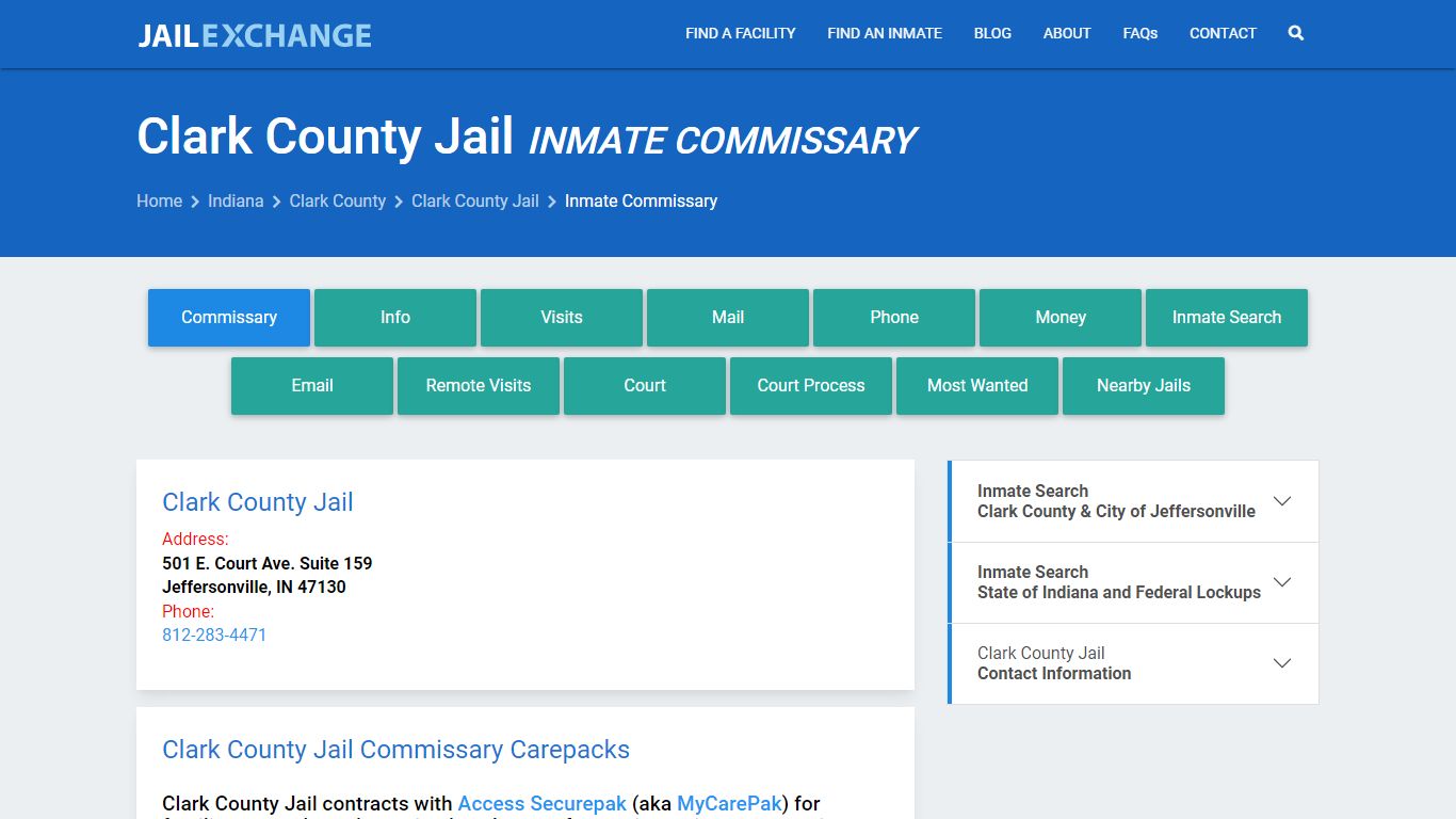 Inmate Commissary, Care Packs - Clark County Jail, IN